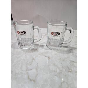 2 Vintage A&W Mini Baby Mugs 3 Oz Shot Glasses 3.25" Tall Advertisement